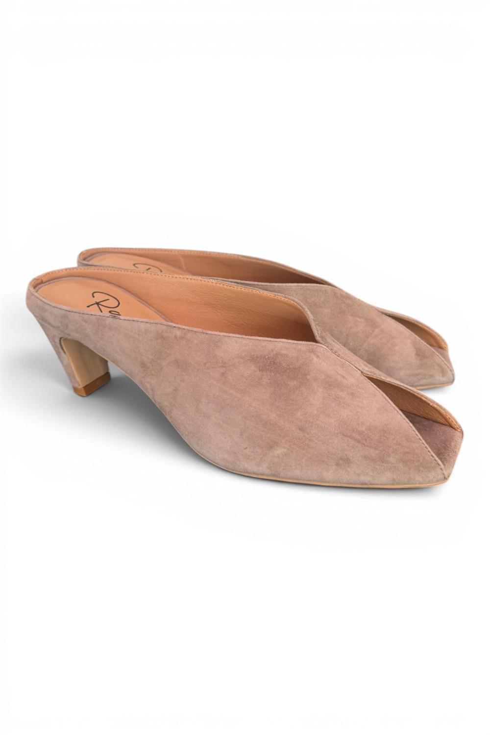 Ciabatta suede taupe tacco 60 Ranye 