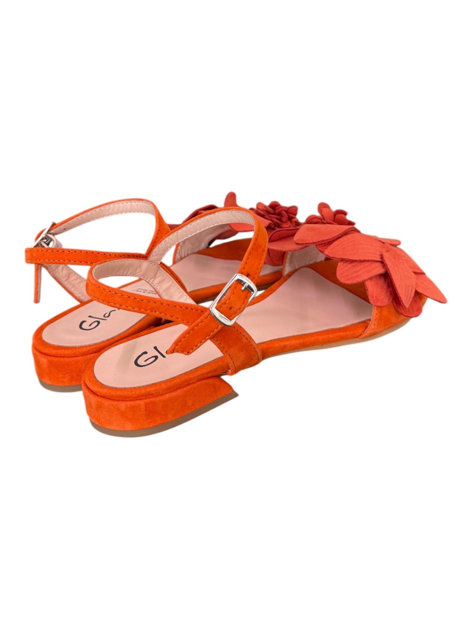 Sandalo fiore suede corallo Glam<BR/> 