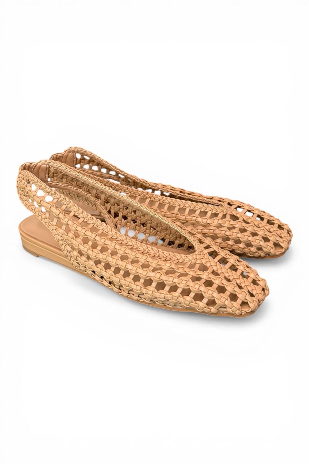 Slingback intrecciata camel Bianca Di 
