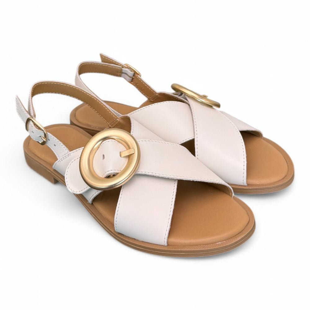 Sandalo pelle latte fibbia Francesco B. 