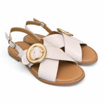 Sandalo pelle latte fibbia Francesco B. 