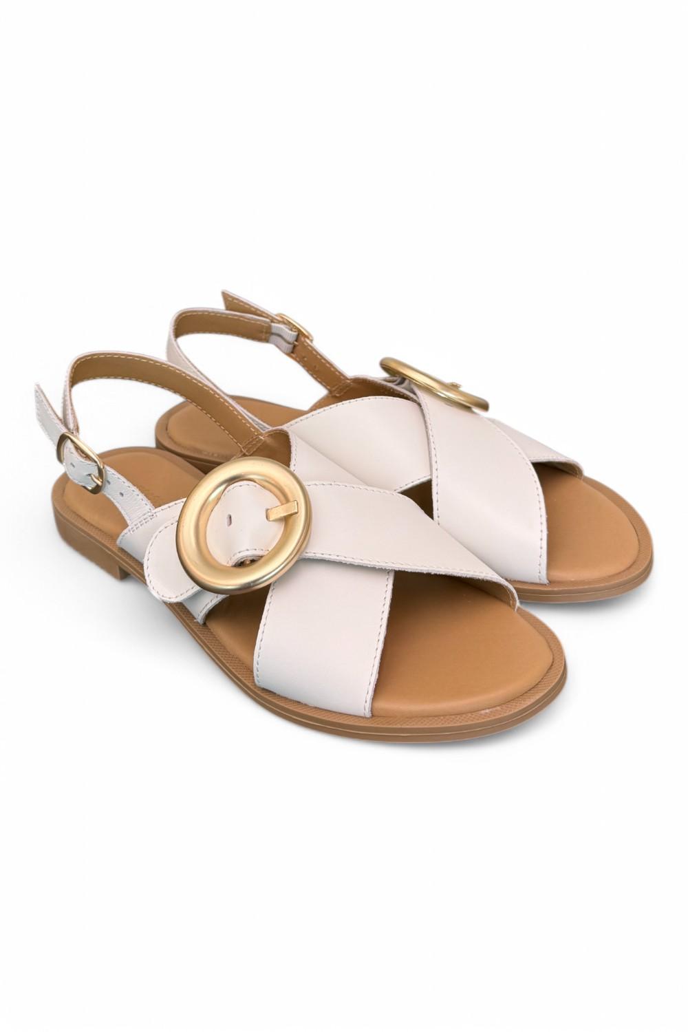 Sandalo pelle latte fibbia Francesco B. 