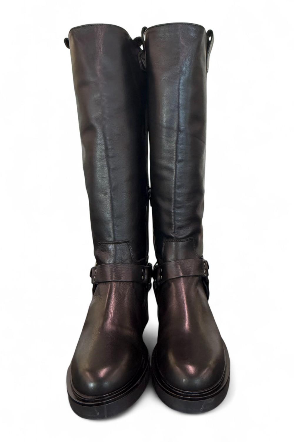 Stivale biker pelle nera Angelica 