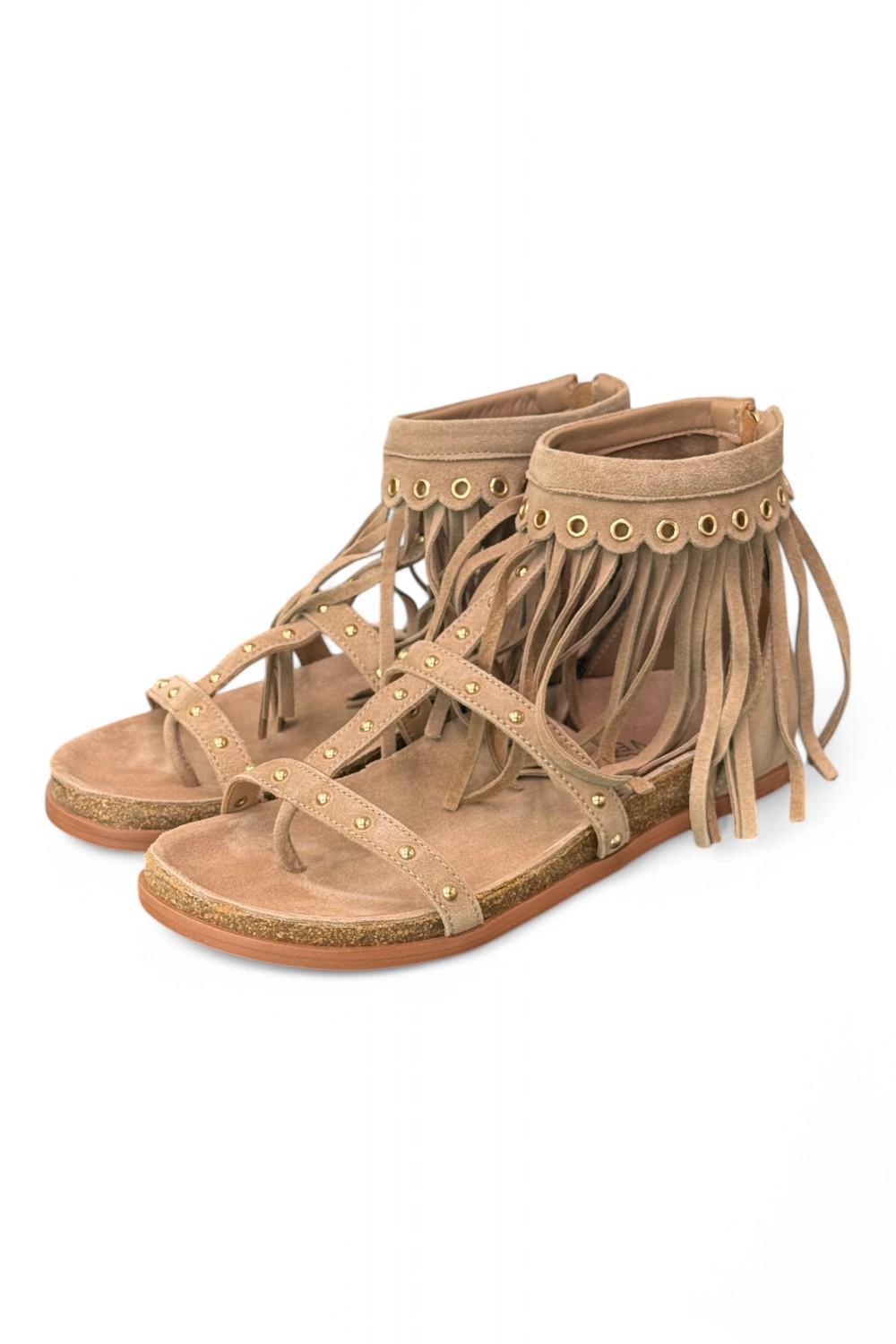 Sandalo beige con frange Emanuel Vee 