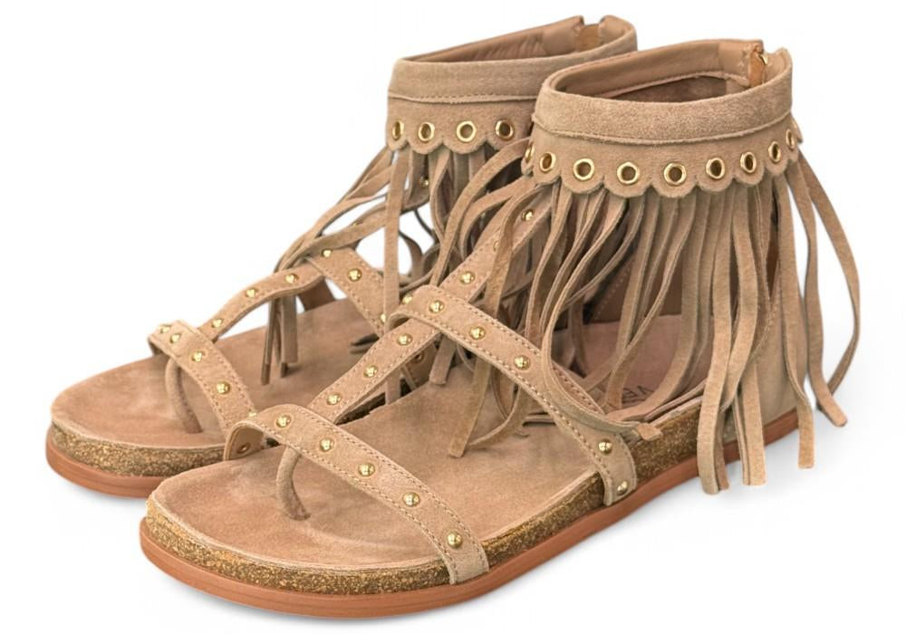 Sandalo beige con frange Emanuel Vee 