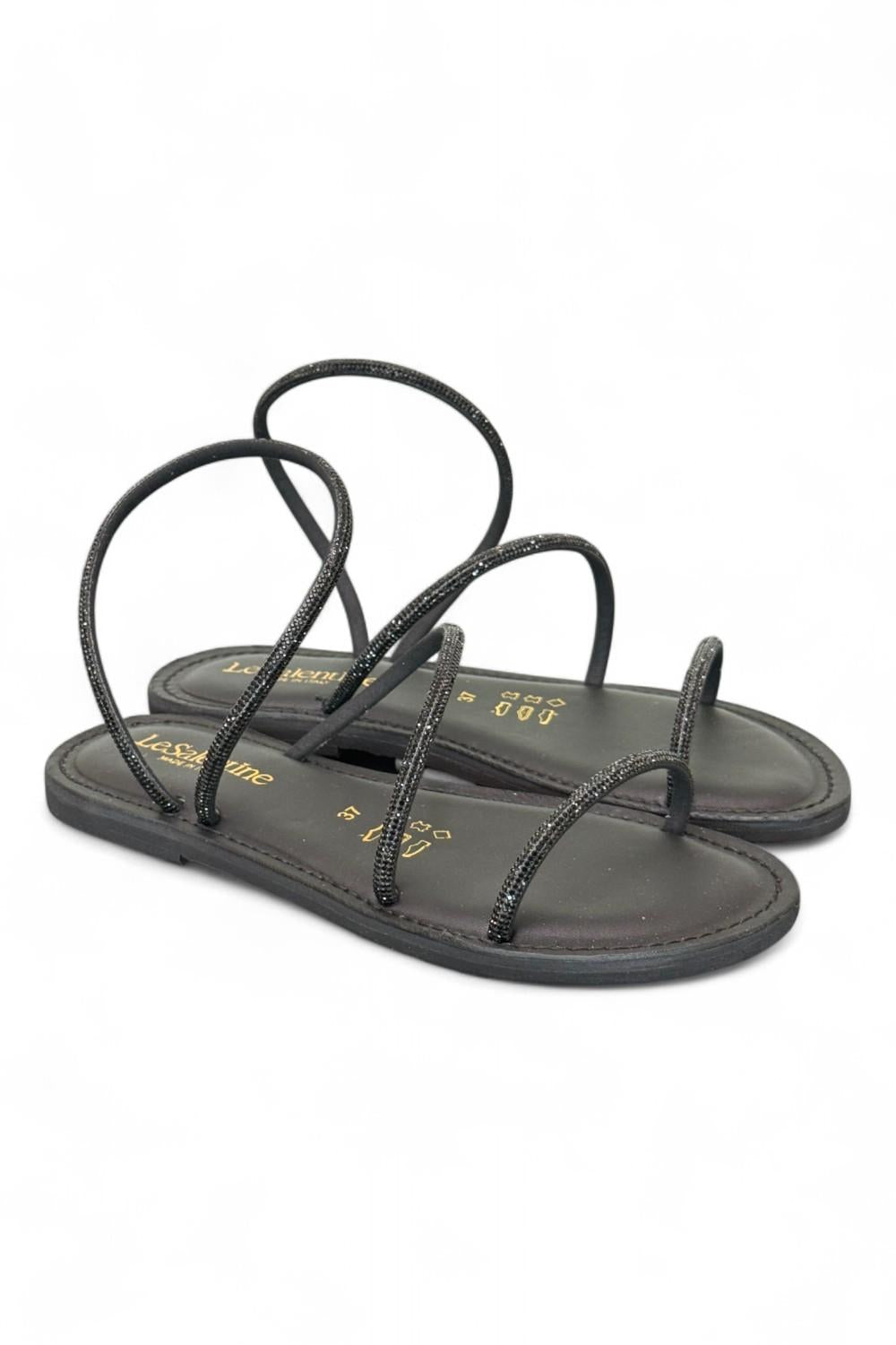 Sandalo strass nero Le Salentine 