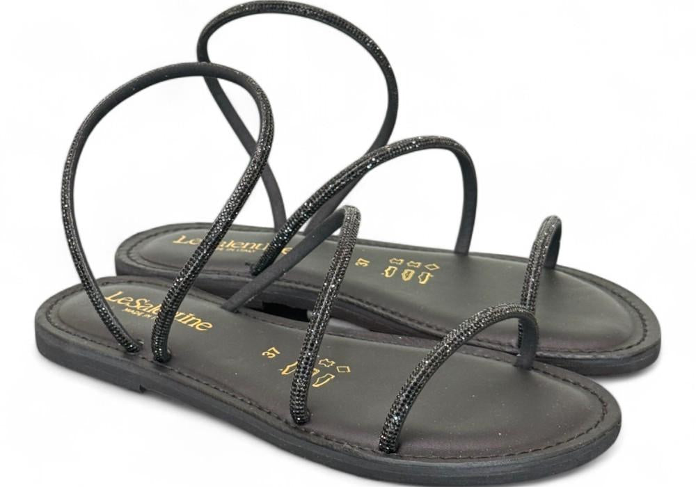 Sandalo strass nero Le Salentine 