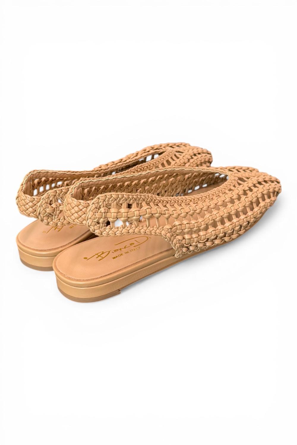 Slingback intrecciata camel Bianca Di 