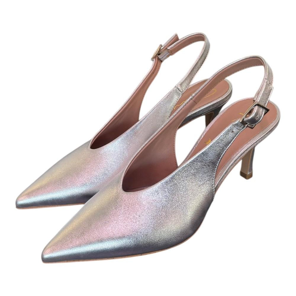 Slingback pelle argento Ranye T70<BR/> 