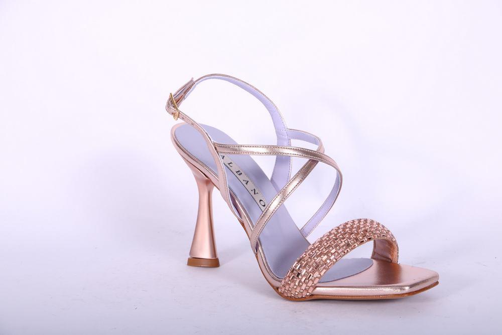 Sandalo incrocio strass rame  Albano 
