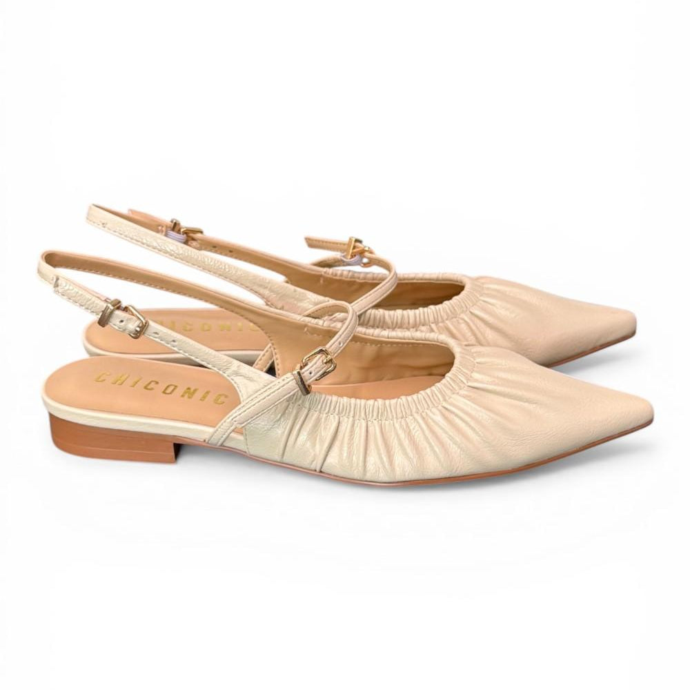 Slingback flat arricciata latte Chiconic 