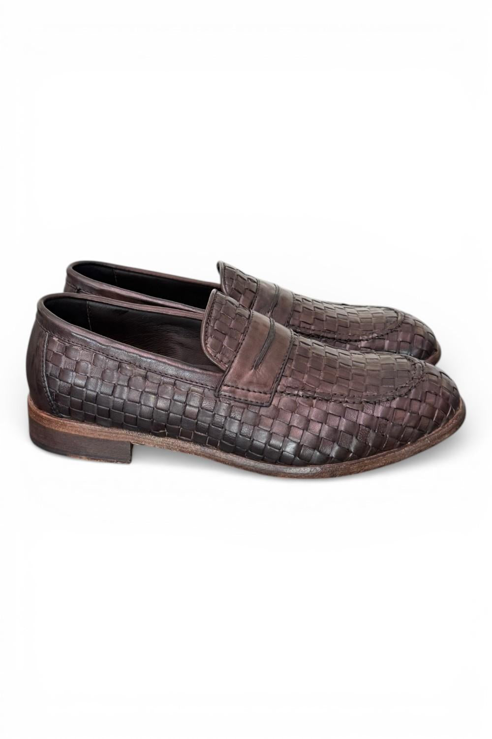 Mocassino pelle intrecciata testa di moro Kebo 