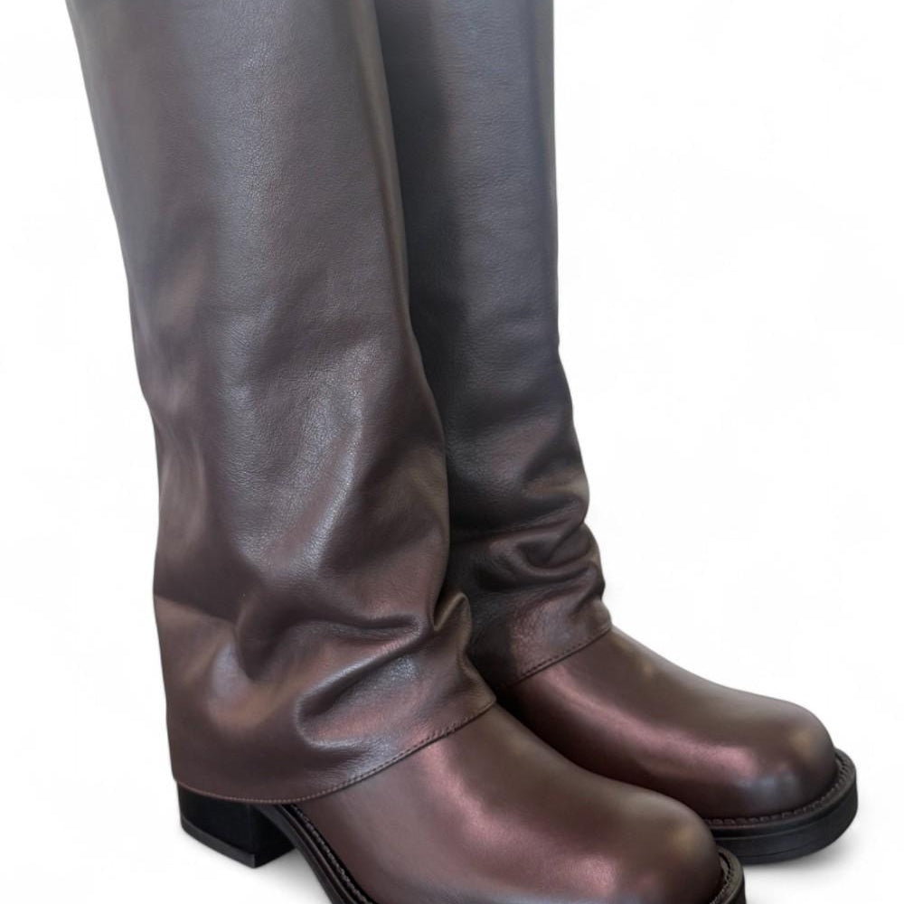 Stivale biker ghetta pelle marrone Ranye <BR/> 