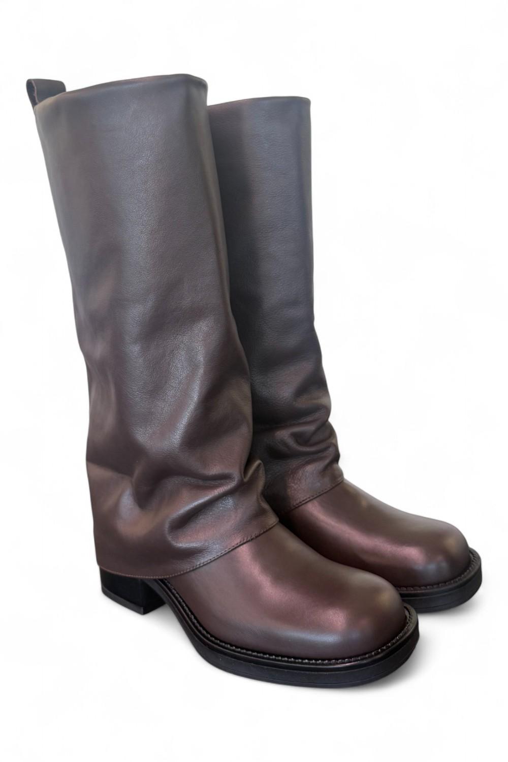 Stivale biker ghetta pelle marrone Ranye <BR/> 