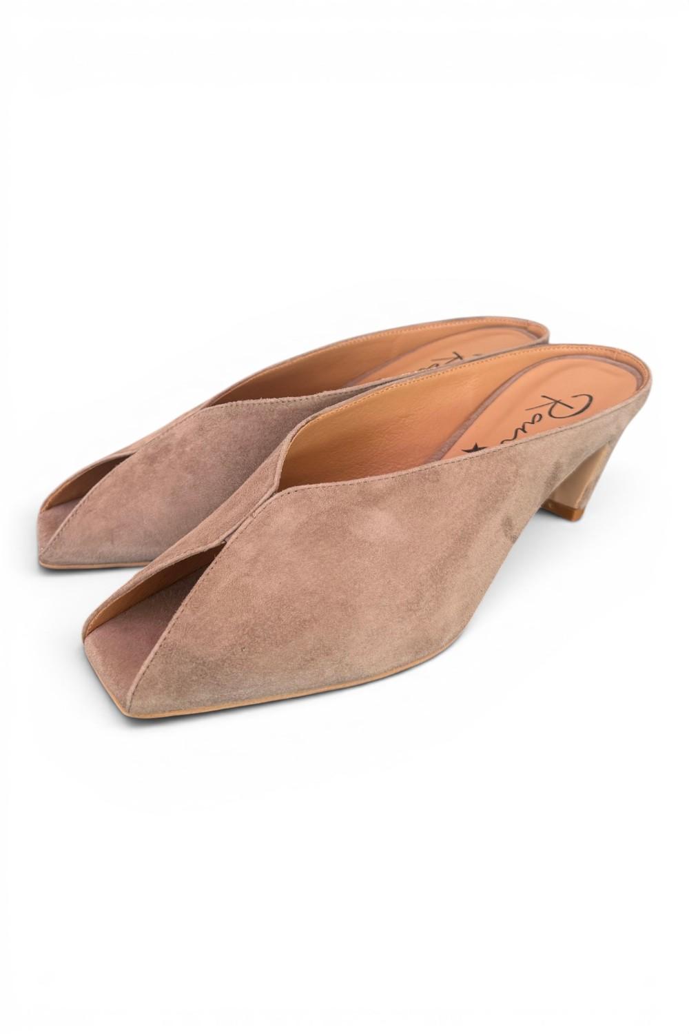 Ciabatta suede taupe tacco 60 Ranye 