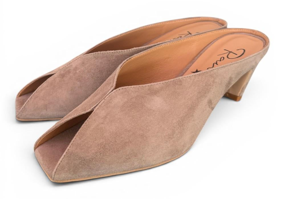 Ciabatta suede taupe tacco 60 Ranye 