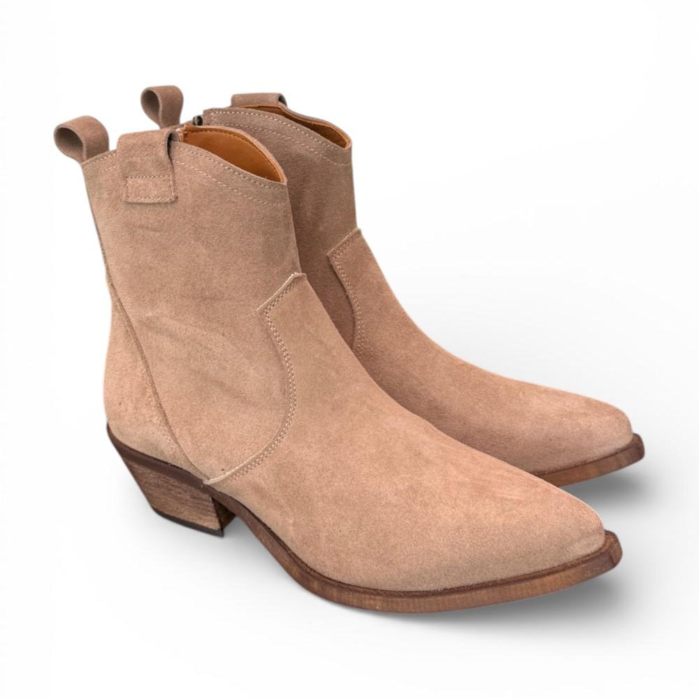 Stivaletto texano corto suede beige Ranye<BR/> 