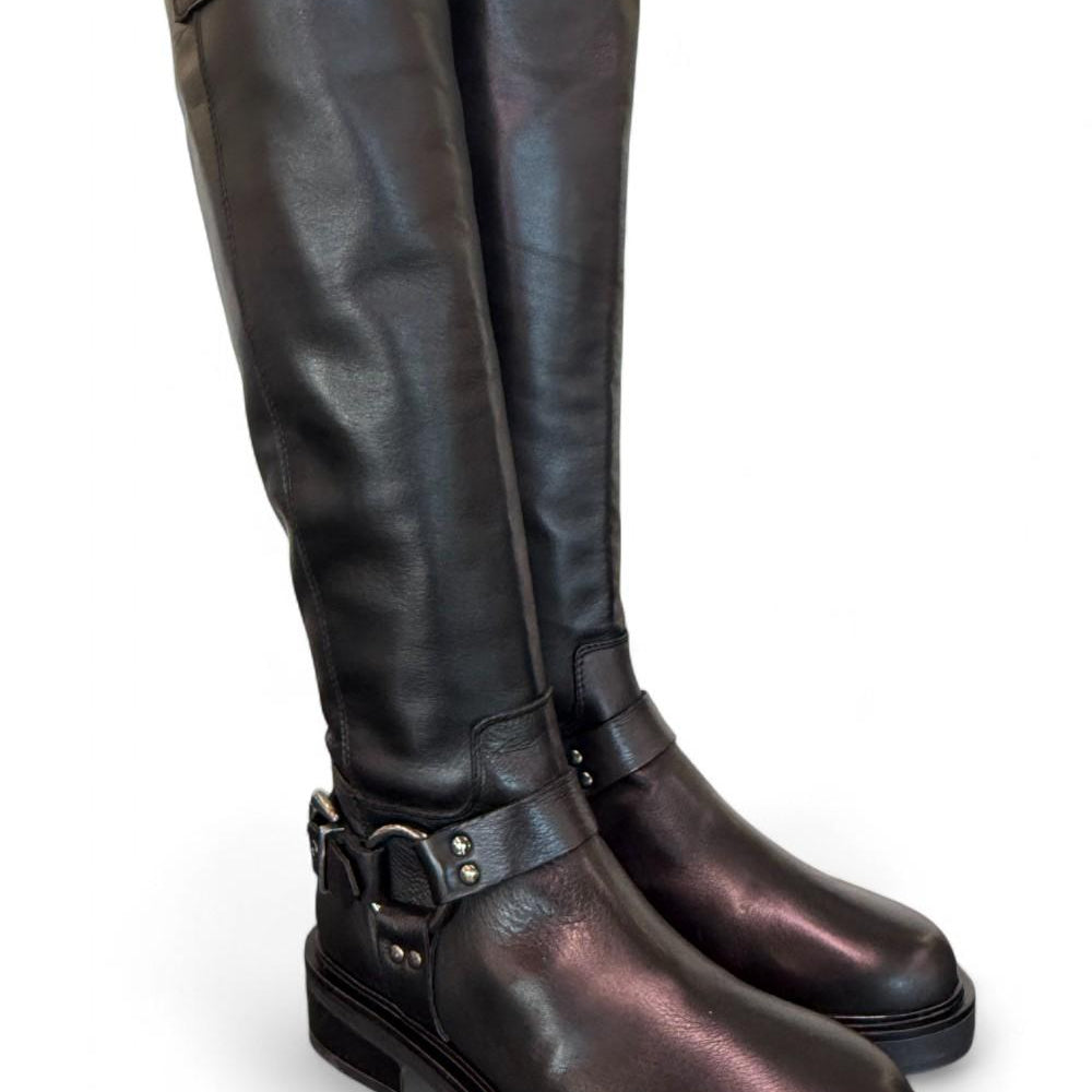 Stivale biker pelle nera Angelica 