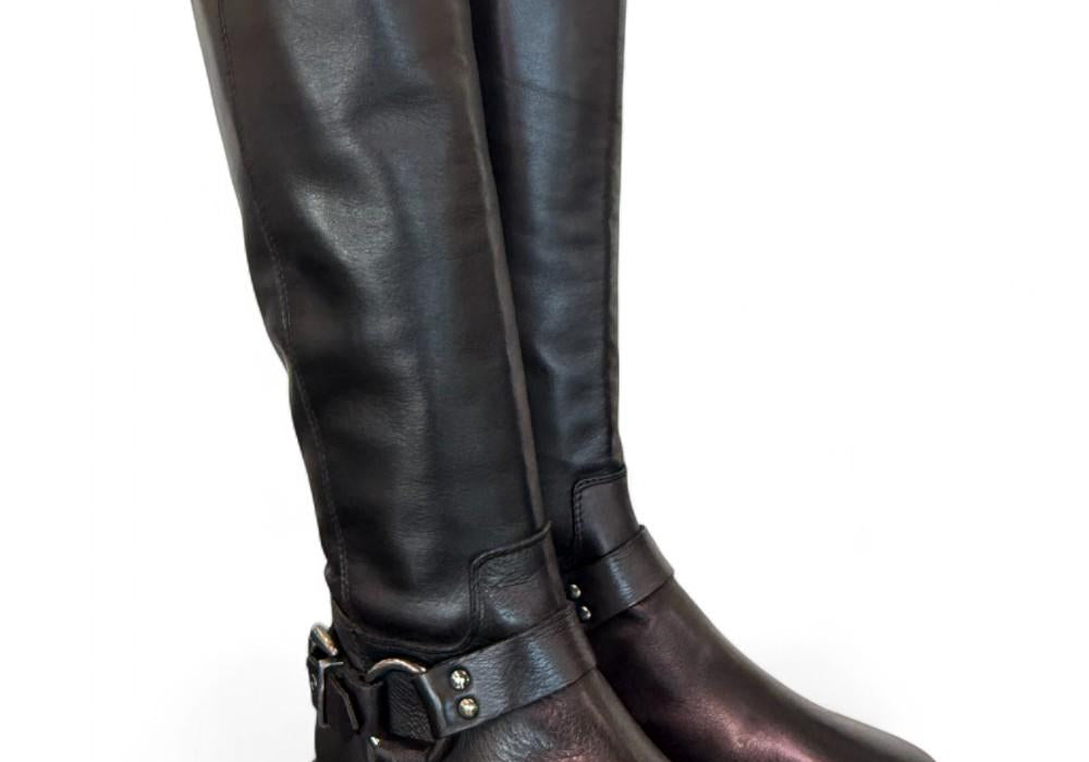 Stivale biker pelle nera Angelica 