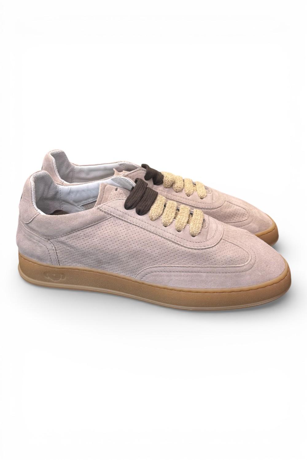 Sneaker uomo Soldini 80 Akira suede forato taupe chiaro 