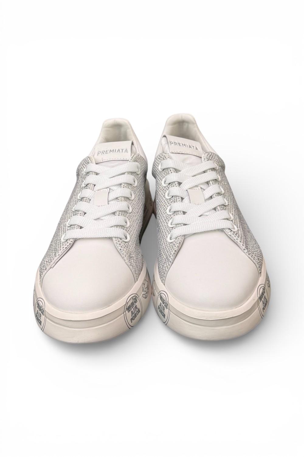 Sneaker donna Belle 8158 Premiata bianca strass argento 