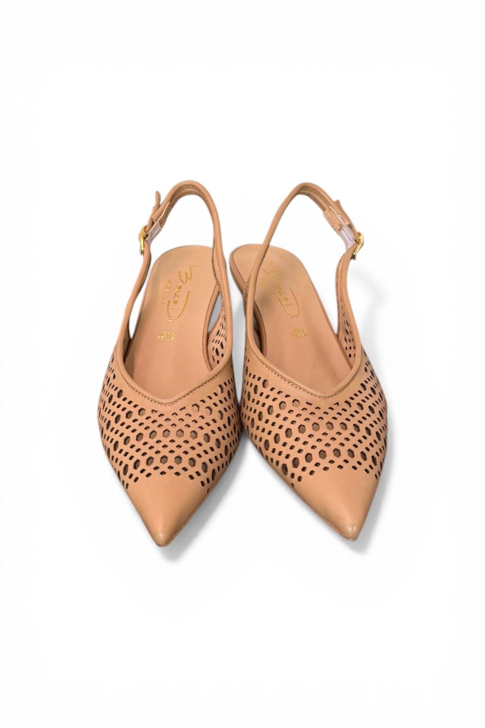 Slingback pelle laserata camel Bianca Di 