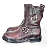 Stivaletto biker fibbie pelle testa di moro  Dei Colli<BR/> 