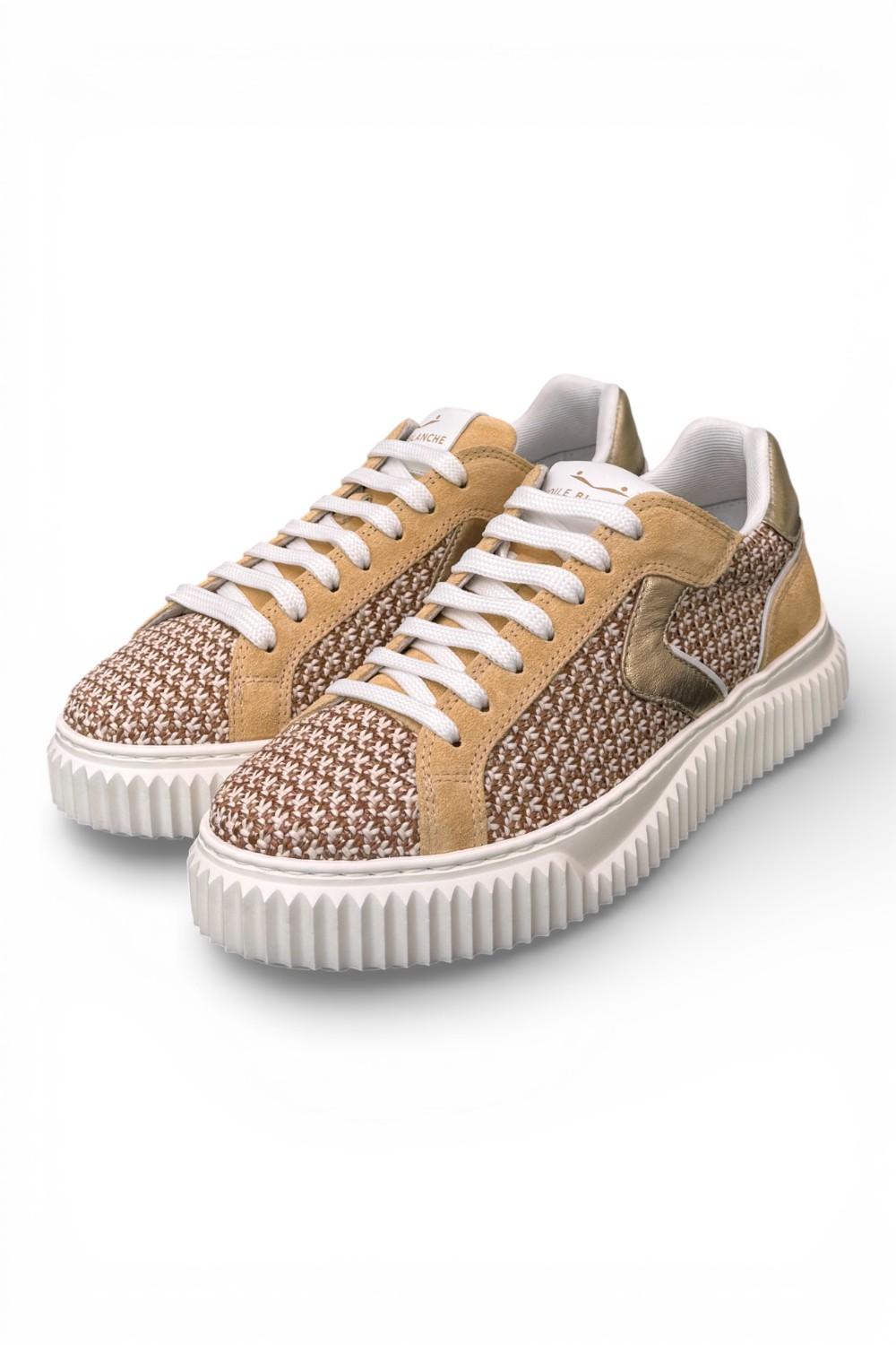Sneaker donna Voile Blanche Lipari 1E53 tessuto beige platino 