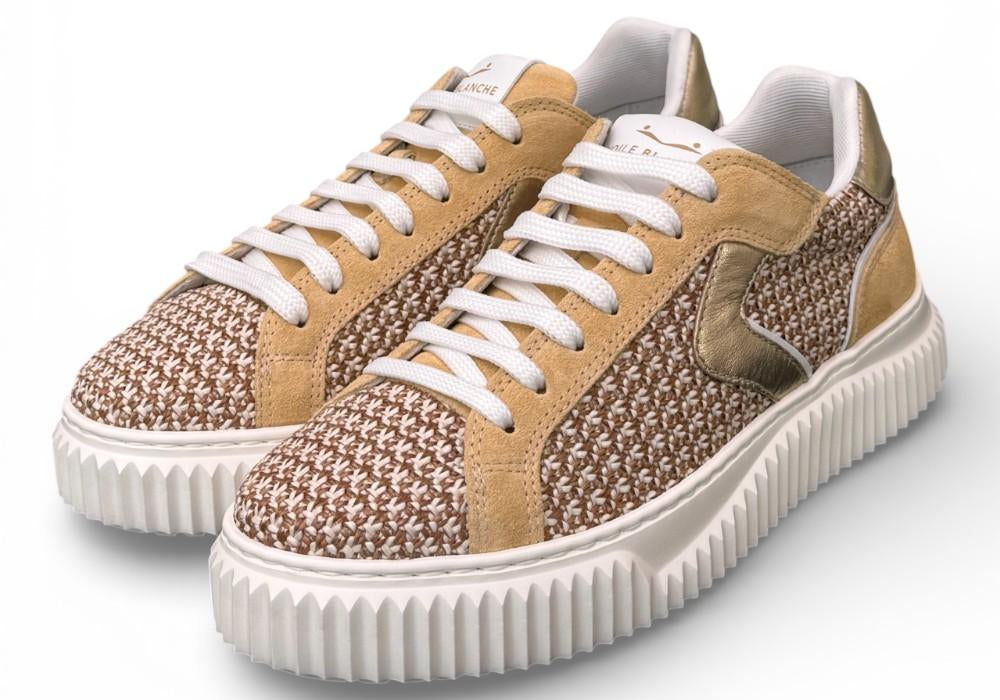 Sneaker donna Voile Blanche Lipari 1E53 tessuto beige platino 