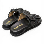 Ciabatta fasce pelle intrecciata nera Coral Bluw 