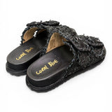 Ciabatta fasce pelle intrecciata nera Coral Bluw 