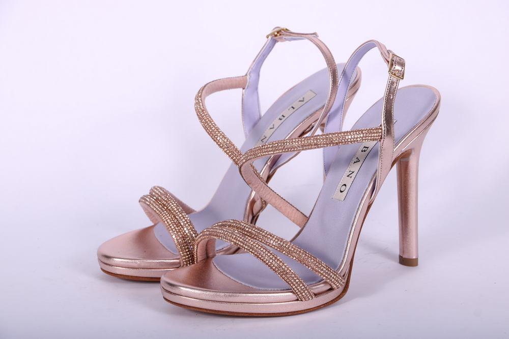 Sandalo plateau strass rame tacco 10  Albano<BR/> 