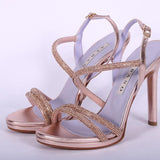 Sandalo plateau strass rame tacco 10  Albano<BR/> 