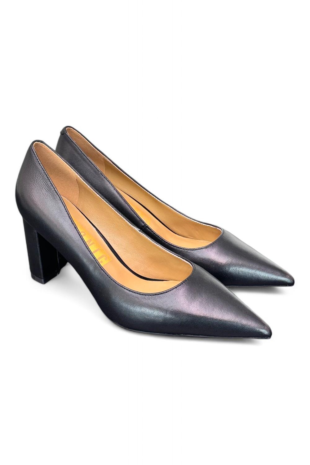 Decolté vitello nero tacco grosso CHICONIC<BR/> 