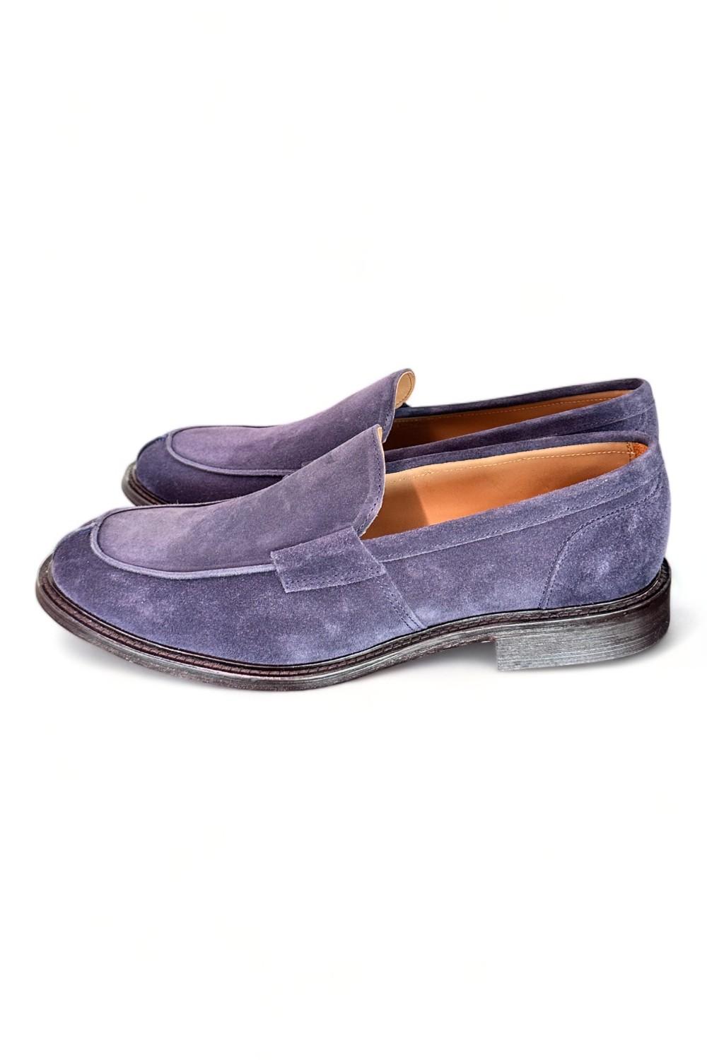Mocassino liscio suede blu Franco Fedele 