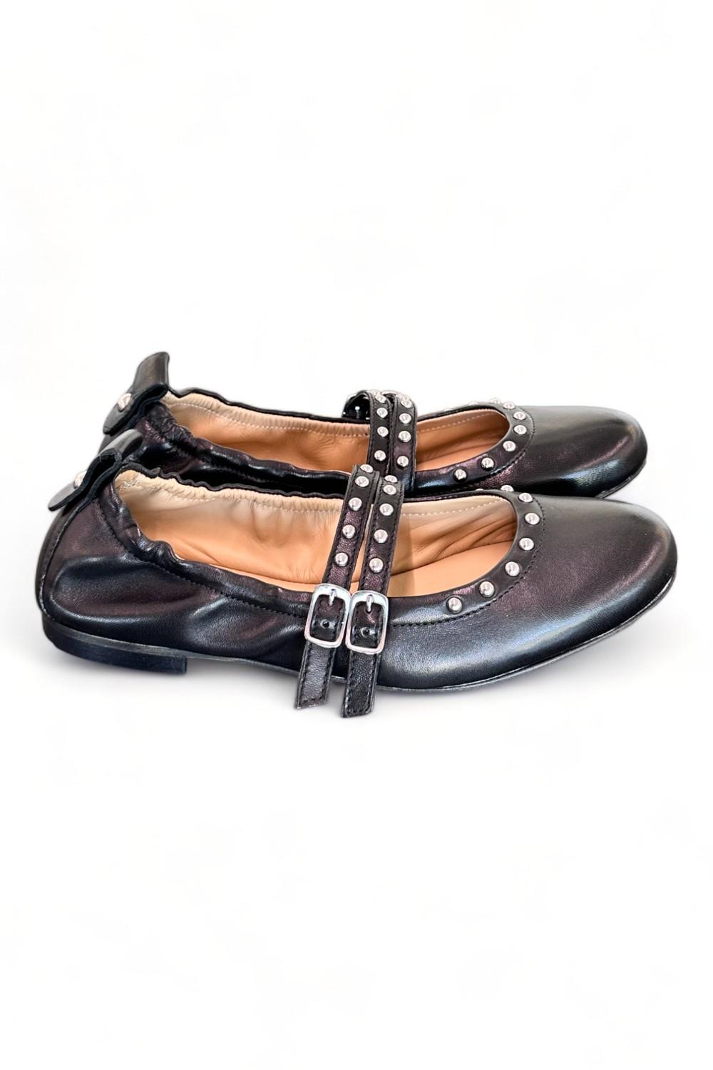 Ballerina cintini pelle nera Dei Colli<BR/> 