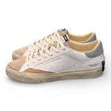 Sneaker vulcanizzata bianca beige grigia Crime London Distressed stone grey 