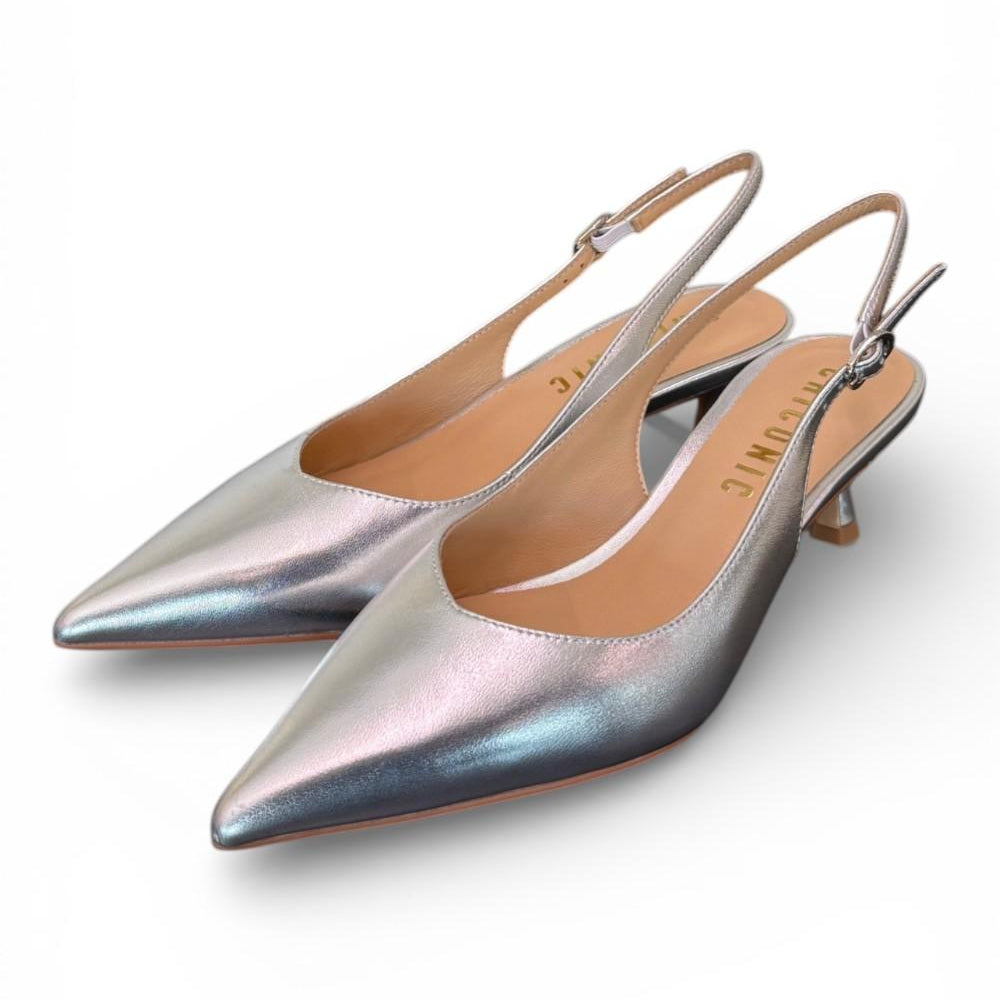 Slingback laminata argento T50 Chiconic 