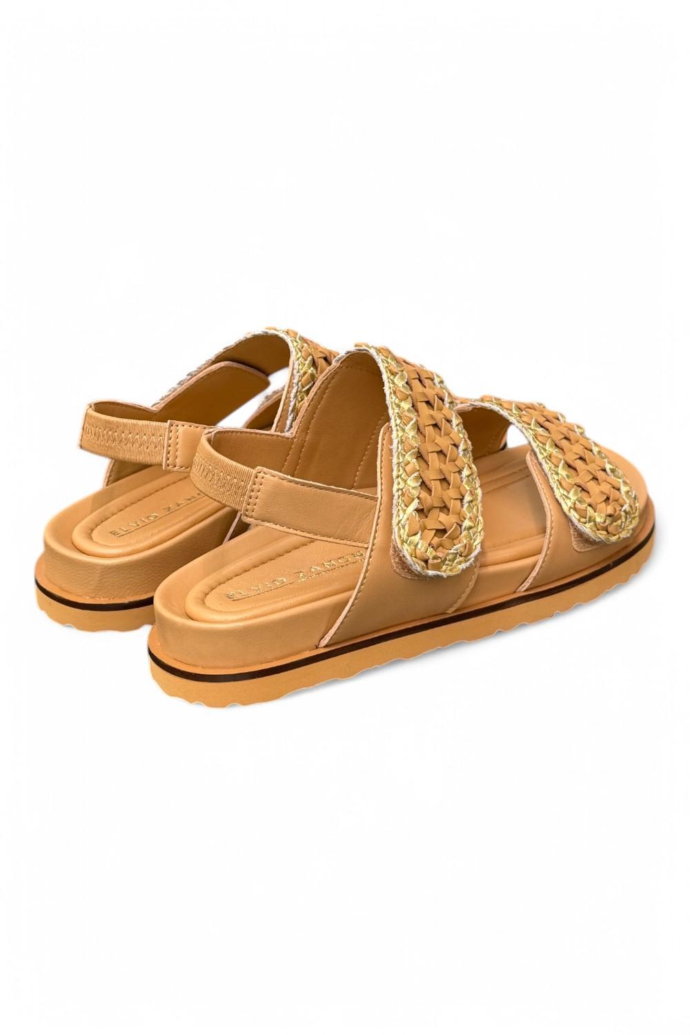 Sandalo grano oro intrecci velcro Elvio Zanon<BR/> 