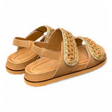 Sandalo grano oro intrecci velcro Elvio Zanon<BR/> 