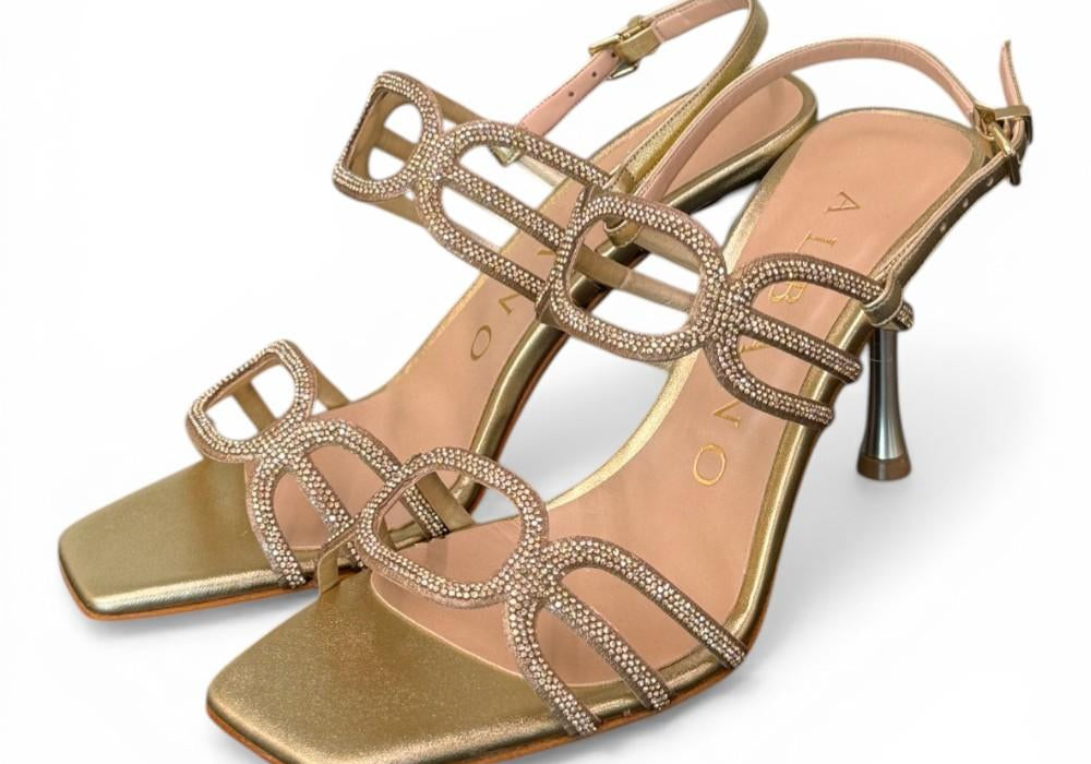 Sandalo strass laminato platino T90 Albano<BR/> 