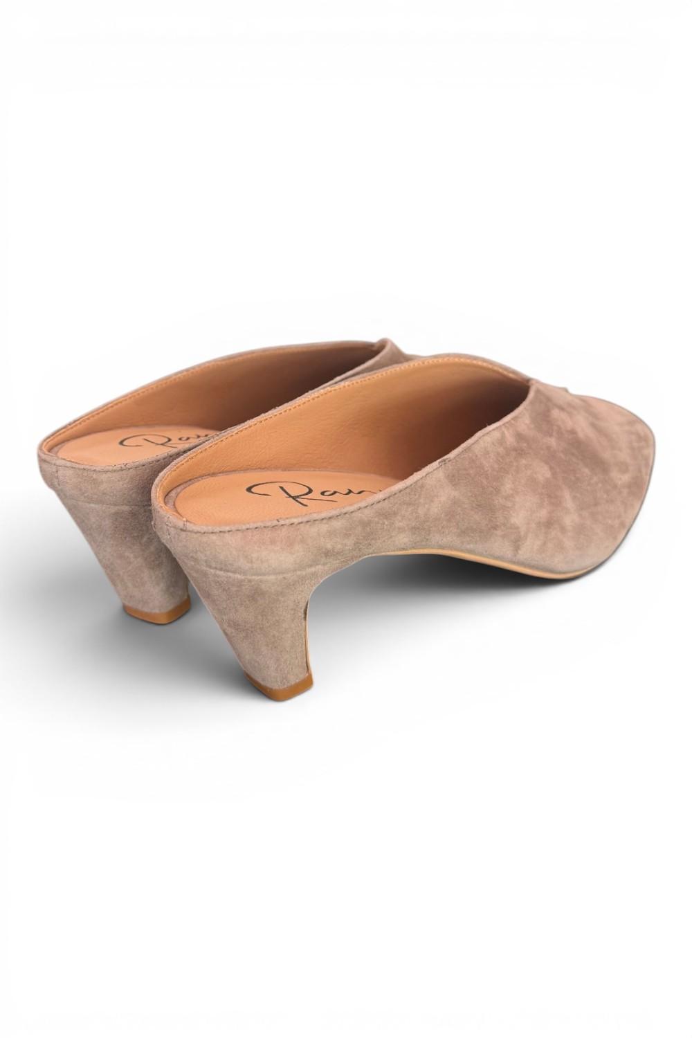 Ciabatta suede taupe tacco 60 Ranye 