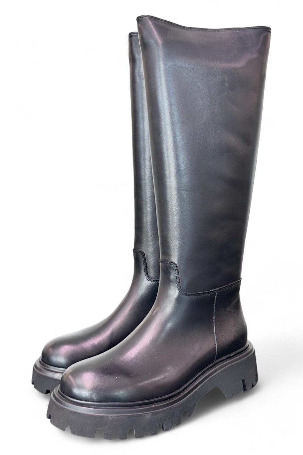 Stivale suola gomma xl  pelle nera Anima 