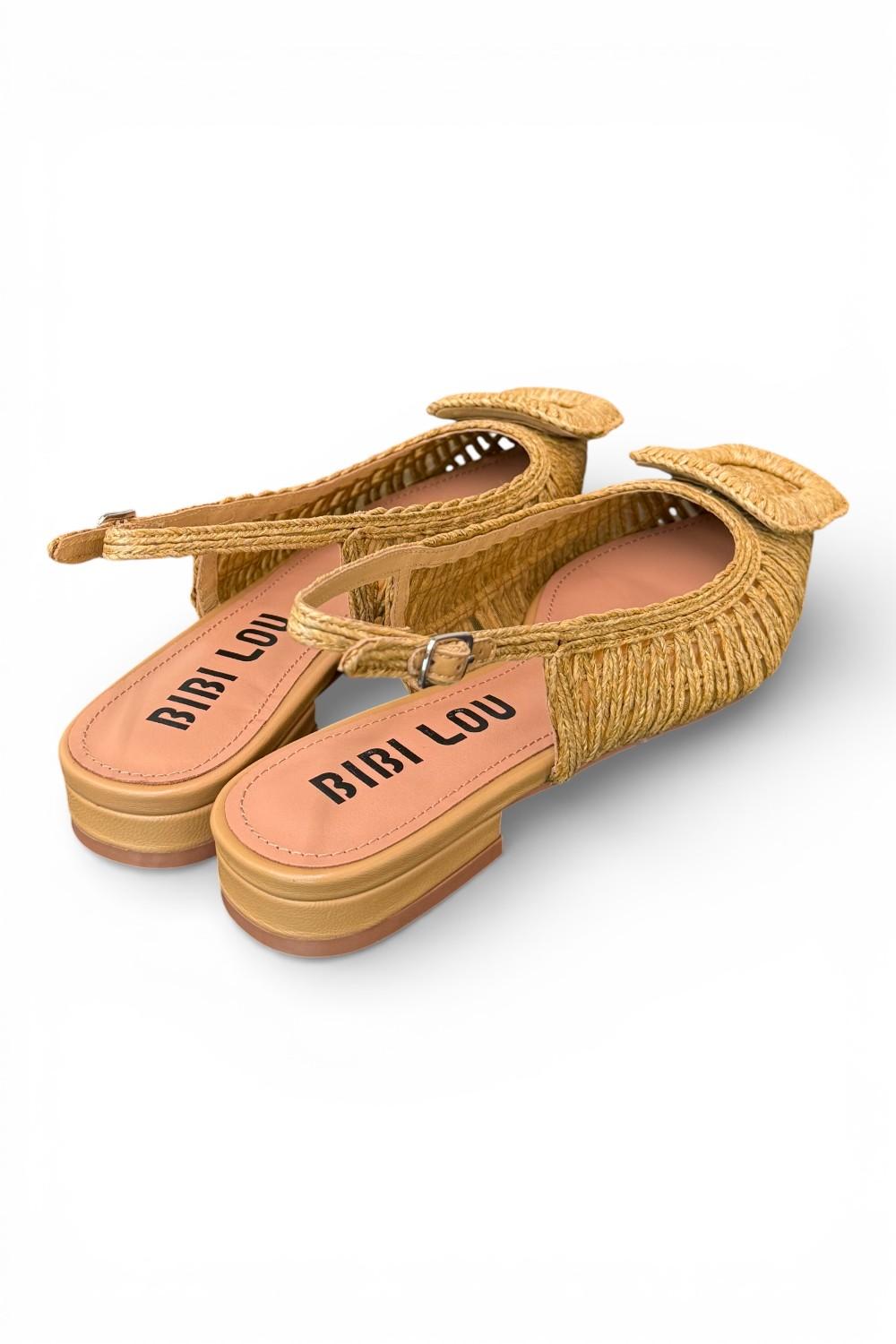 Slingback rafia intrecciata naturale Bibi Lou<BR/> 
