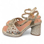 Sandalo intrecciato platino tacco corda Gaimo<BR/> 