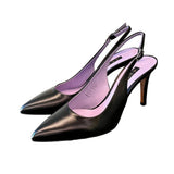 Decolleté Slingback pelle nera tacco 80 Albano 
