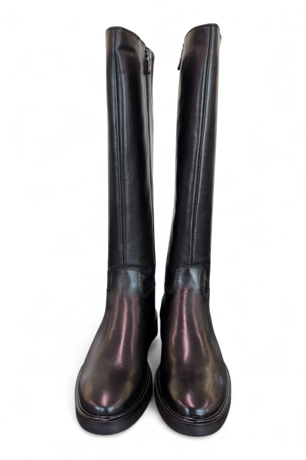 Stivale cavallerizzo V pelle nera Francesco Brunelli<BR/> 
