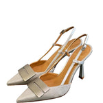 Slingback tessuto e pelle argento accessorio Chantal 