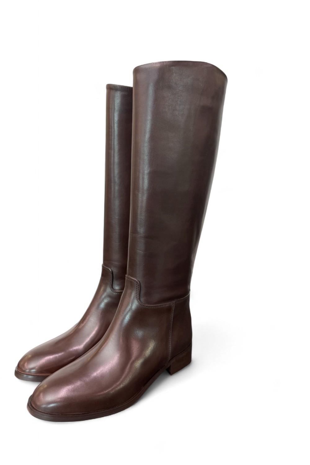 Stivale cavallerizzo tubo pelle moro Anima <BR/> 