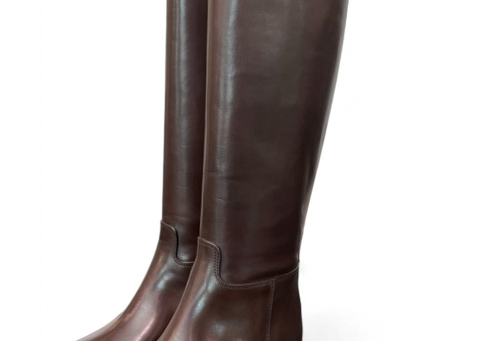 Stivale cavallerizzo tubo pelle moro Anima <BR/> 